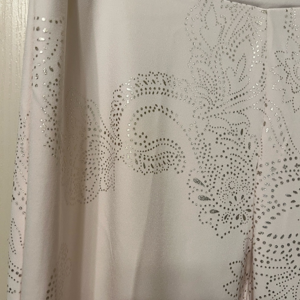 Susan Graver Lk fusion Cream bootcut metallic laser design  Pants - Picture 3 of 14